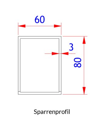 TERRA Pergola GLER - Schnittzeichnung Sparrenprofil