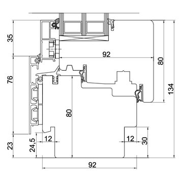Wood-Line Holz-Aluminium IV 92 Schnittzeichnung