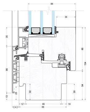 UD-Line Holz-Aluminium IV88 Modern technische Zeichnung UD-Line Holz-Aluminium IV88 Modern technische Zeichnung