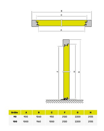 Flächenbündige Haustür Schnittzeichnung