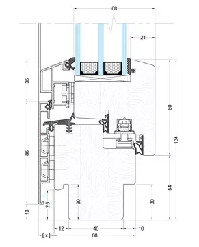 UD-Line Holz-Aluminium IV68 Standard technische Zeichnung UD-Line Holz-Aluminium IV68 Standard technische Zeichnung