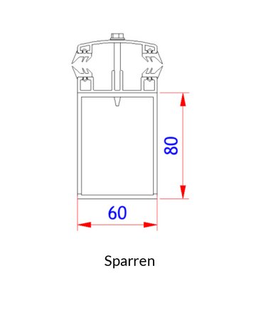 TERRA Pergola GLER - Schnittzeichnung Sparren