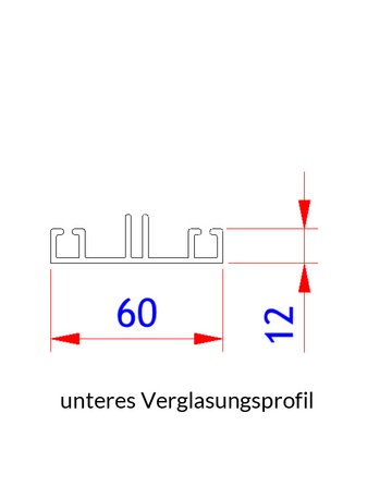 TERRA Pergola GLER - Schnittzeichnung unteres Verglasungsprofil