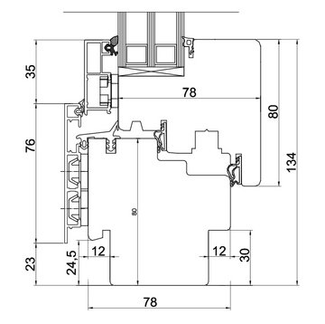 Wood-Line Holz-Aluminium IV 78 Schnittzeichnung