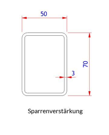 TERRA Pergola GLER - Schnittzeichnung Sparrenverstärkung