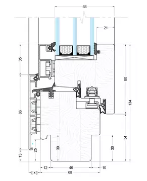 UD-Line Holz-Aluminium IV68 Modern technische Zeichnung UD-Line Holz-Aluminium IV68 Modern technische Zeichnung
