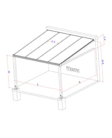 TERRA Pergola GLER - Schnittzeichnung Maße TERRA Pergola GLER - Schnittzeichnung Maße