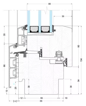 UD-Line Holz-Aluminium IV88 Standard technische Zeichnung UD-Line Holz-Aluminium IV88 Standard technische Zeichnung