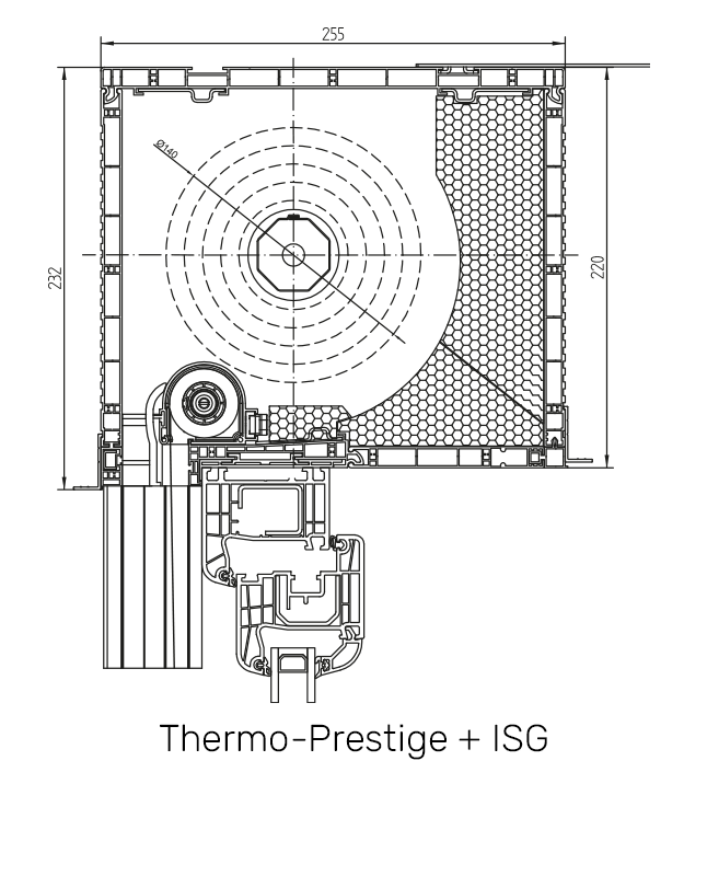 Thermo-Prestige mit Insektenschutzgitter technische Zeichnung Thermo-Prestige mit Insektenschutzgitter technische Zeichnung