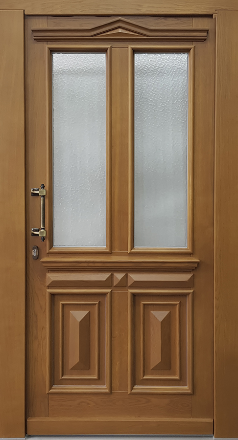 Referenzbild Holzhaustür mit Ornamentglas