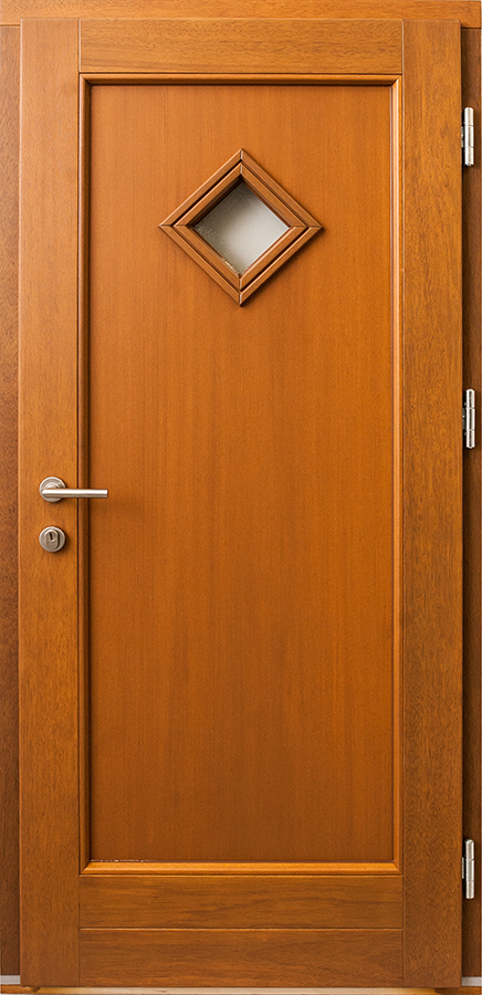 Holzhaustür mit Garnitur auf Rosette