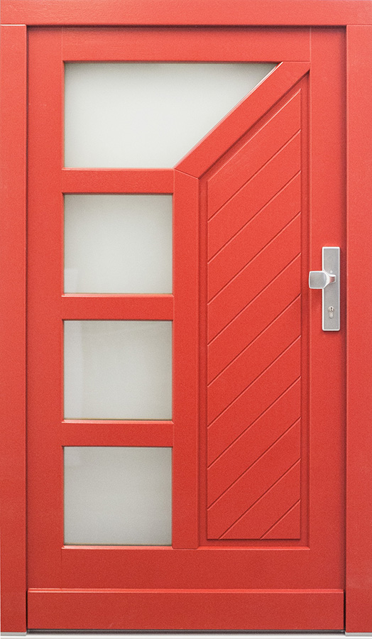 Rote Rahmentür aus Holz der Serie Modern-Line