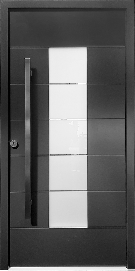 Holz-Aluminium-Haustür der Serie Exklusiv-Line mit Edelstahl-Applikationen