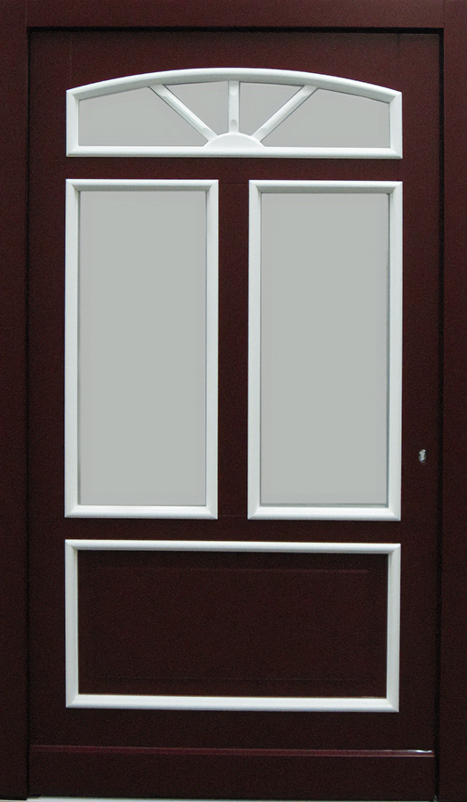 Holzhaustür mit Weißen Applikationen in 3D