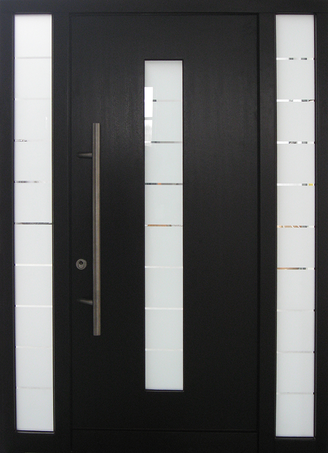 Holz-Aluminium Haustür mit Seitenteilen und Glaseinsatzfüllung